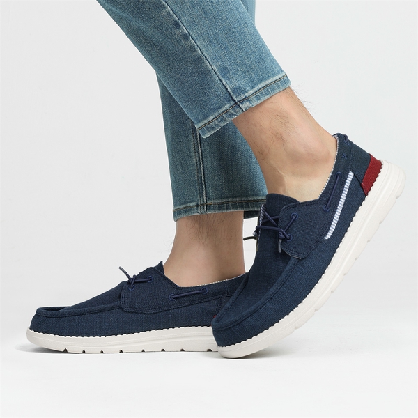 Minimalist Men's Slip On  Canvas Loafers - NAVY - 6